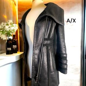 A/X leather jacket-Black-Like New-EUC